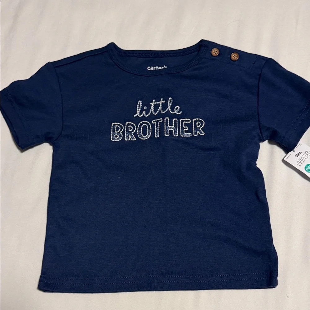 Carter’s Child of Mine Navy Blue 'Little Brother' Tee